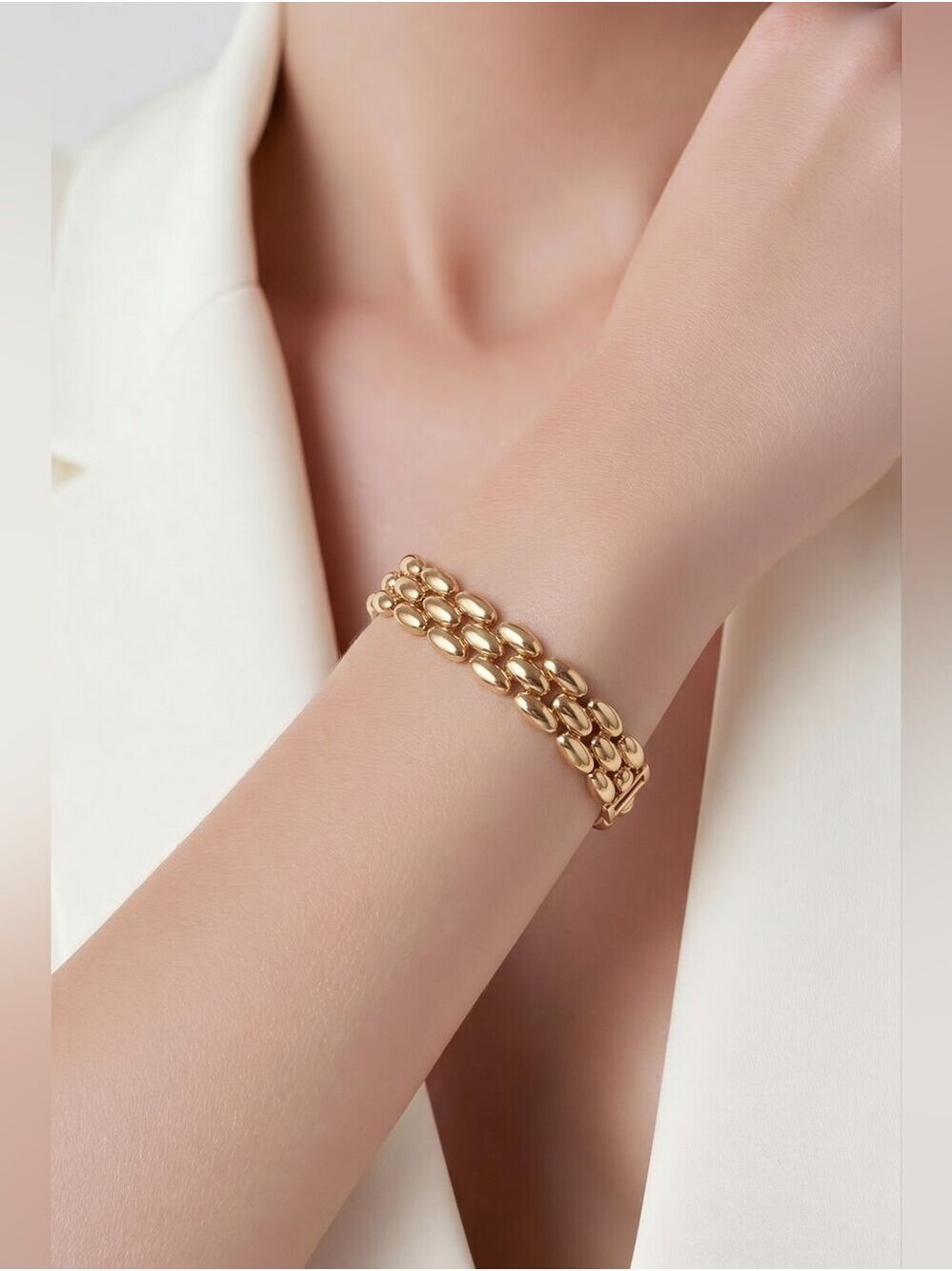 Vintage‎ Trifari Triple Row Gold Plated Bracelet,